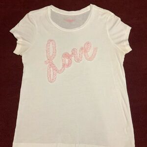 Victoria's Secret Womens Tee with Pink 'Love' Design Sz Med.